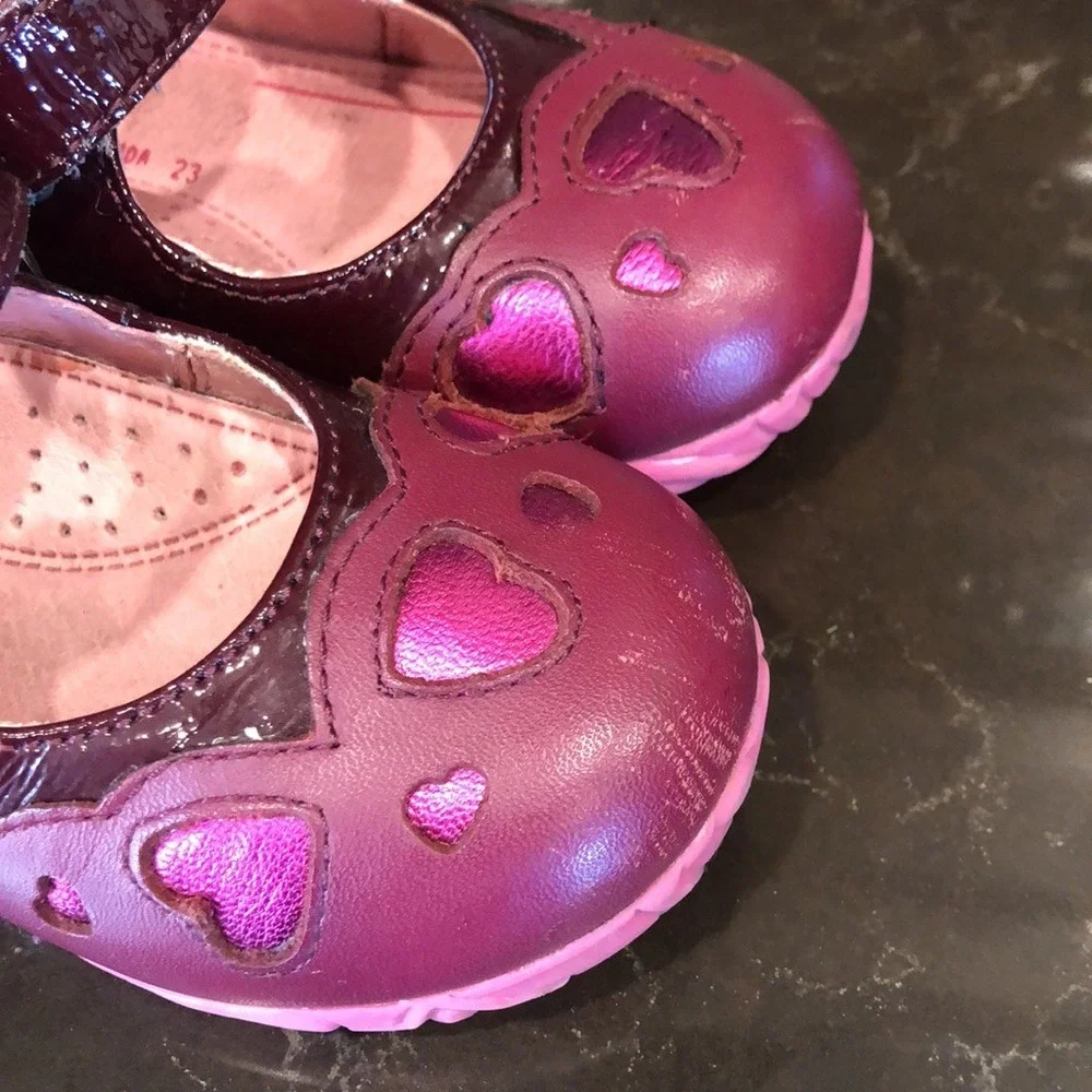 Agatha Ruiz De La Prada Girls‎ Burgundy Pink Heart Mary Jane Shoes EUR 23